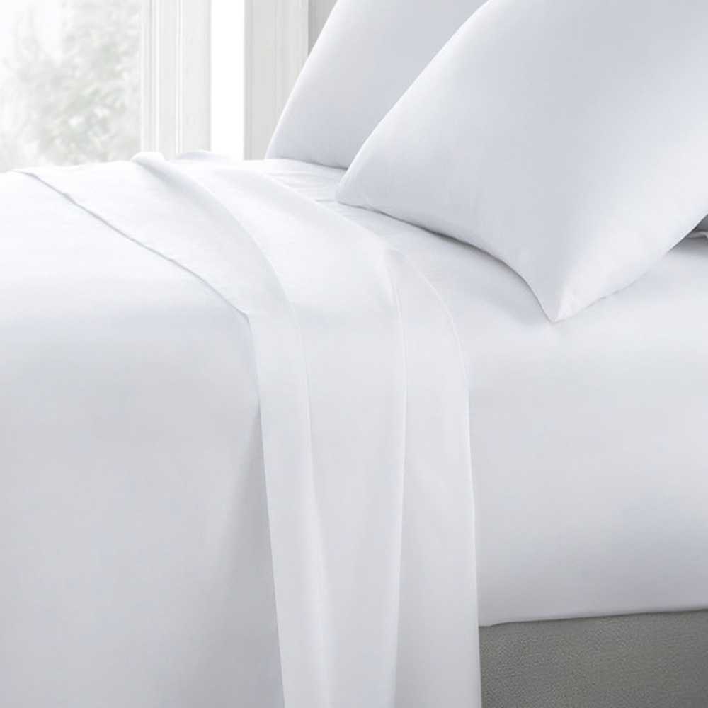 Sweet Dreams Percale King Size White Flat Sheet Image 2