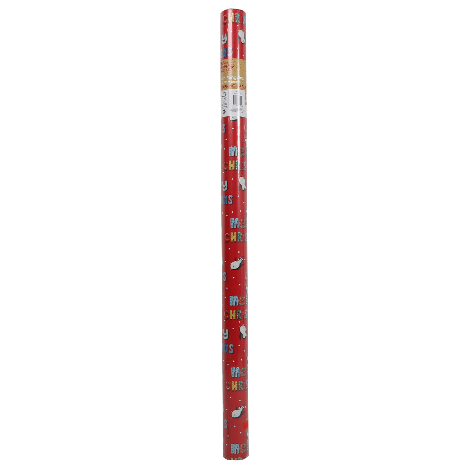 4m Festive Penguins Wrapping Paper Wilko