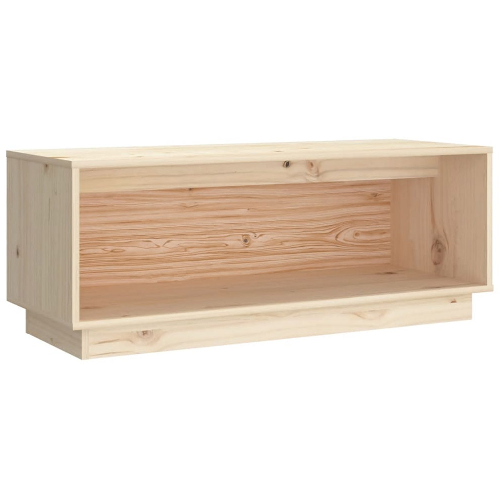 vidaXL Single Open Shelf Natural Solid Wood Pine TV Cabinet Image 2