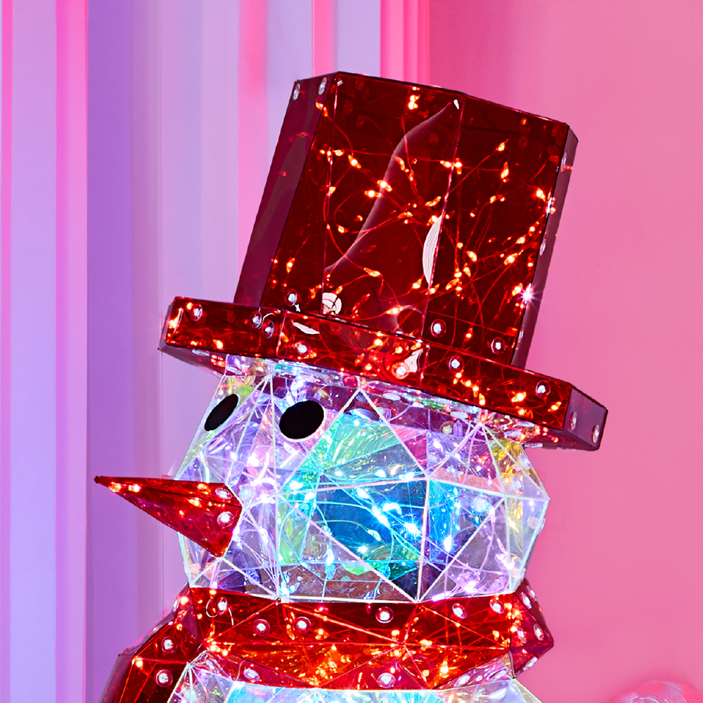 The Christmas Workshop 200 Cool White LED Iridescent Snowman Christmas Decoration 40cm Image 2