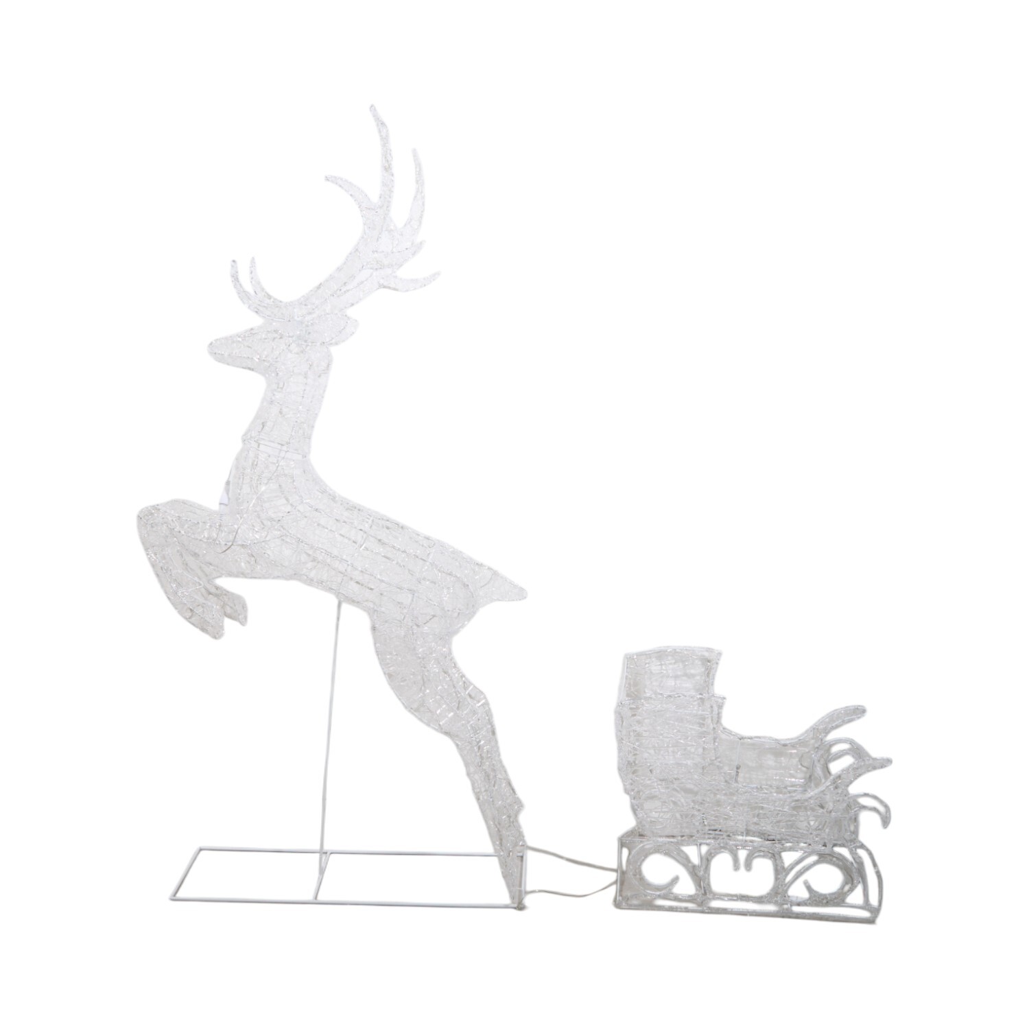 210 LED Outdoor Reindeer and Sleigh - White Image 4