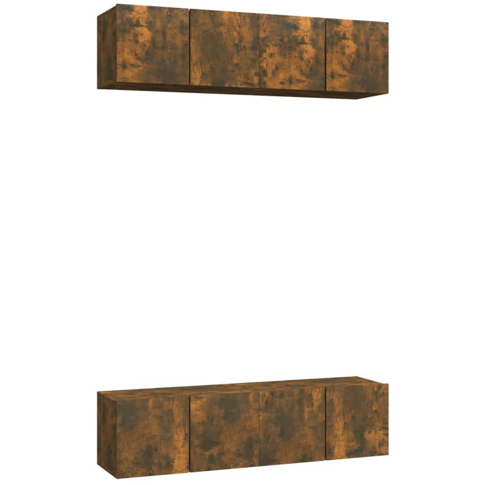 vidaXL 2 Door Smoked Oak Wall Mounted TV Cabinet Set of 4 Image 2