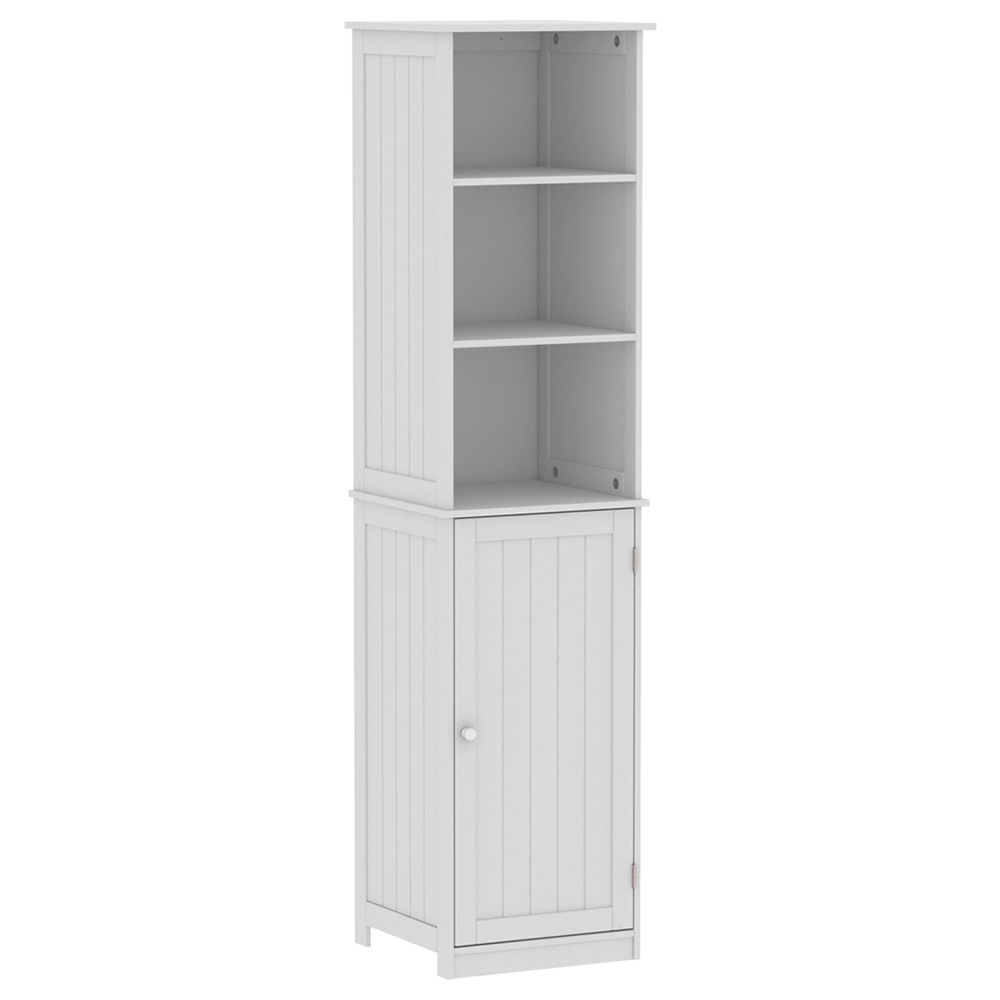 Bath Vida Priano White Single Door 3 Shelf Tall Floor Cabinet Image 2