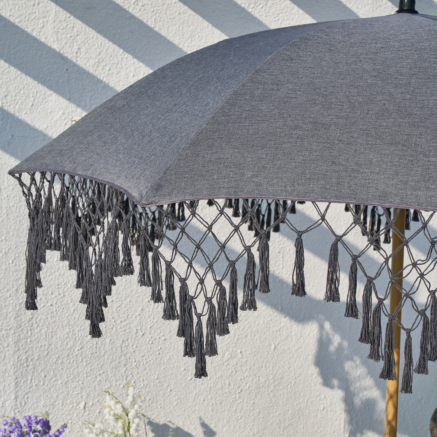 Amalfi Tasselled Parasol Grey Image 5
