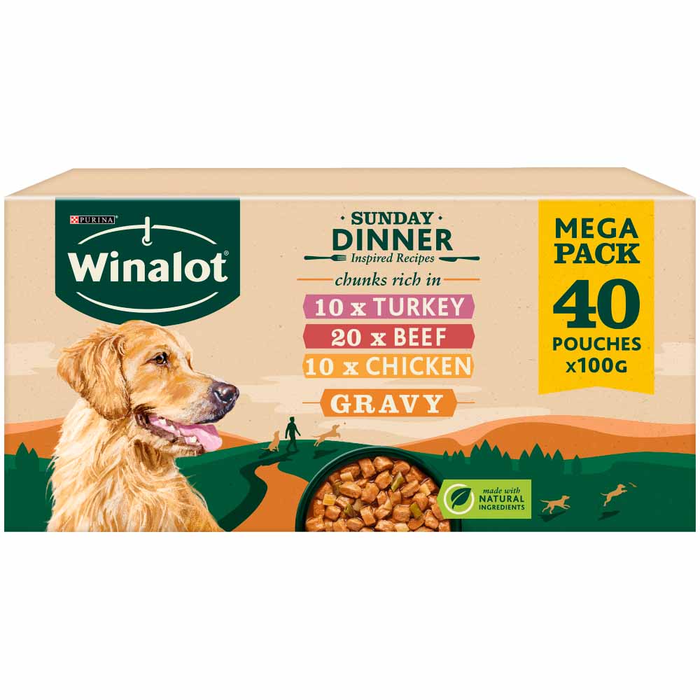 Winalot Sunday Dinner Mixed in Gravy Wet Dog Food 40 x 100g Image 1