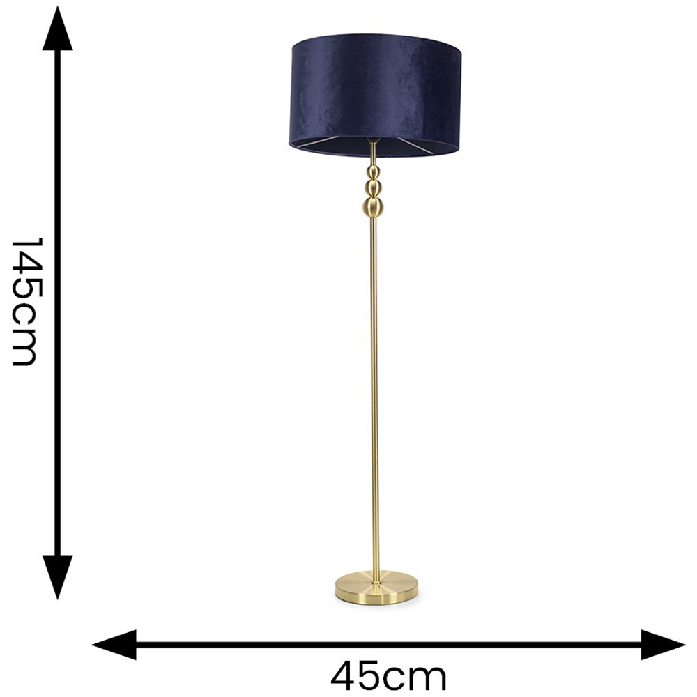 ValueLights Marissa Reni Navy Blue Velvet Shade and Gold Ball LED Floor Lamp Image 7