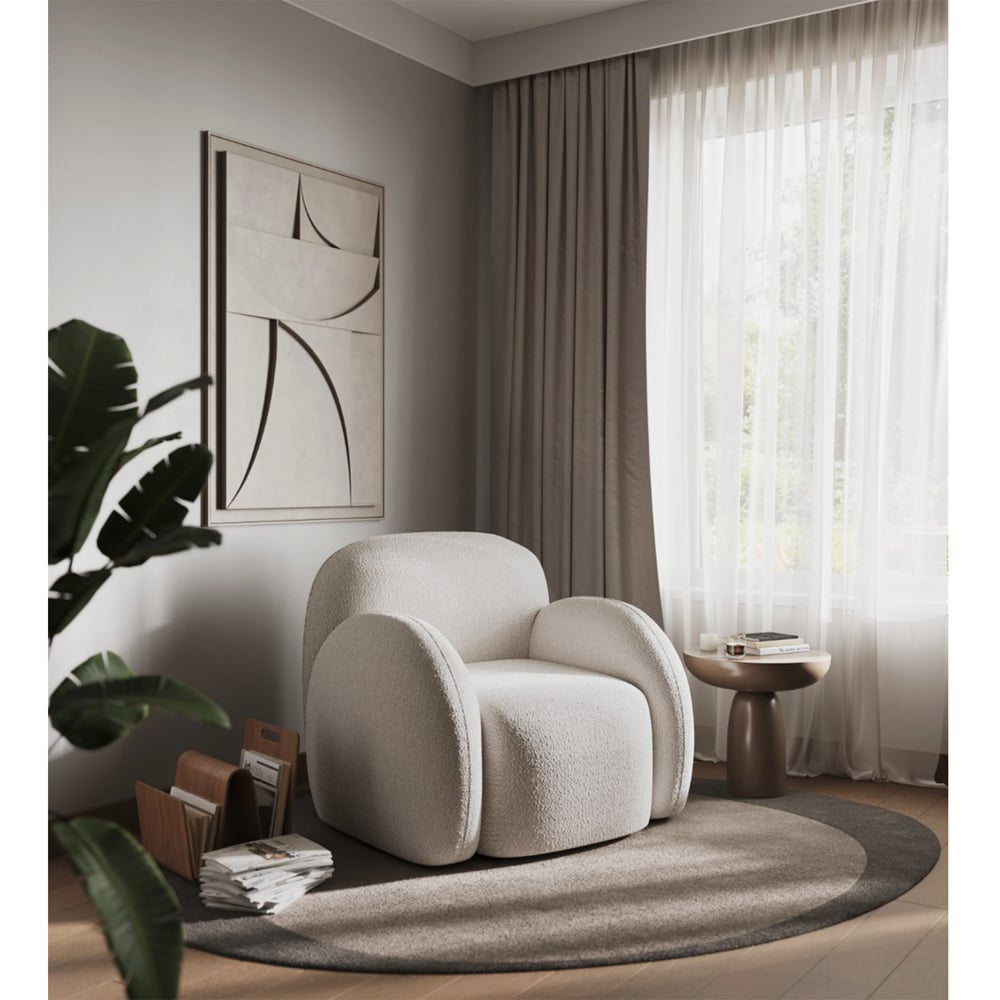 Flair Nina Cream Boucle Teddy Accent Chair Image 2