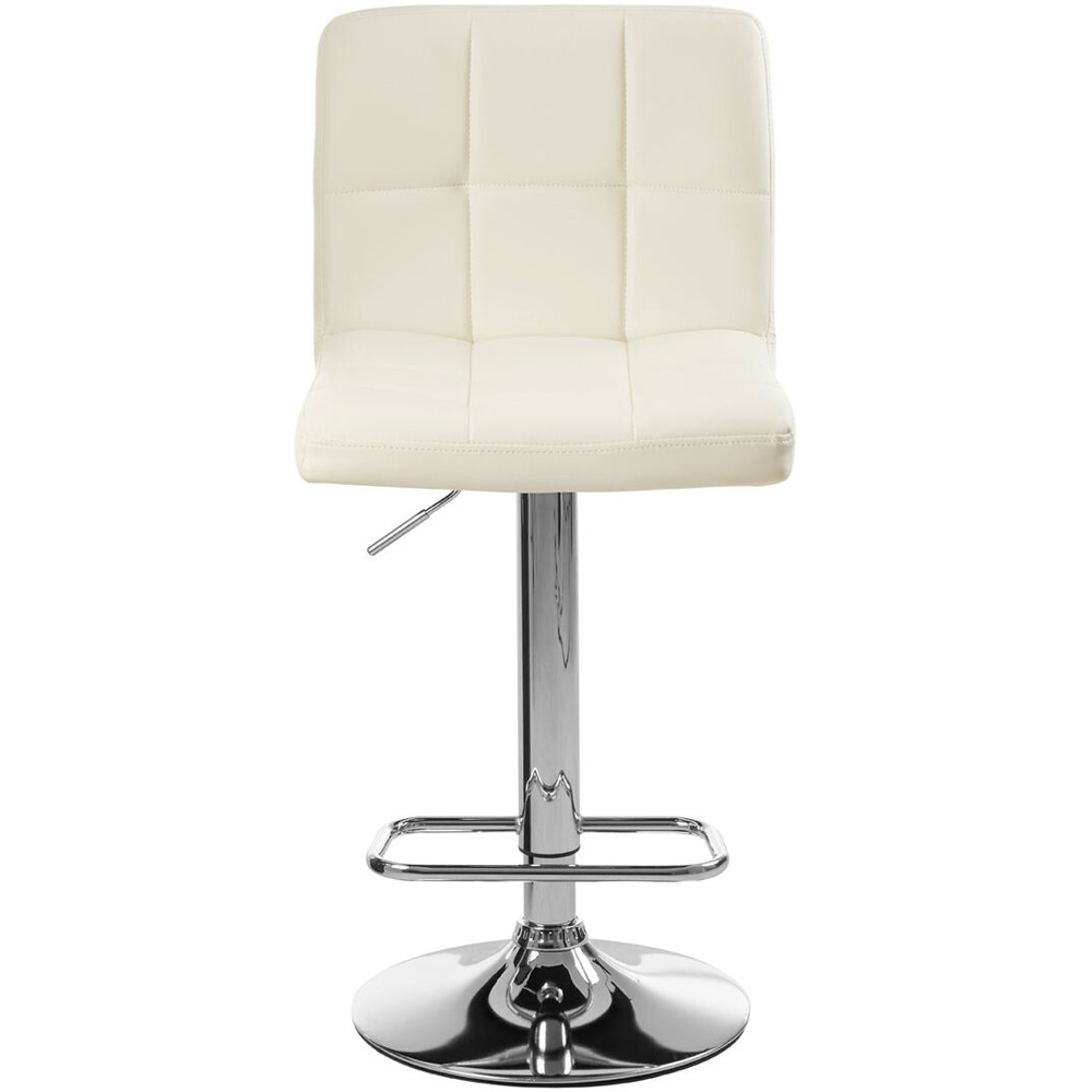 Premier Housewares Baina White Quilted Chrome Base Bar Stool Image 2