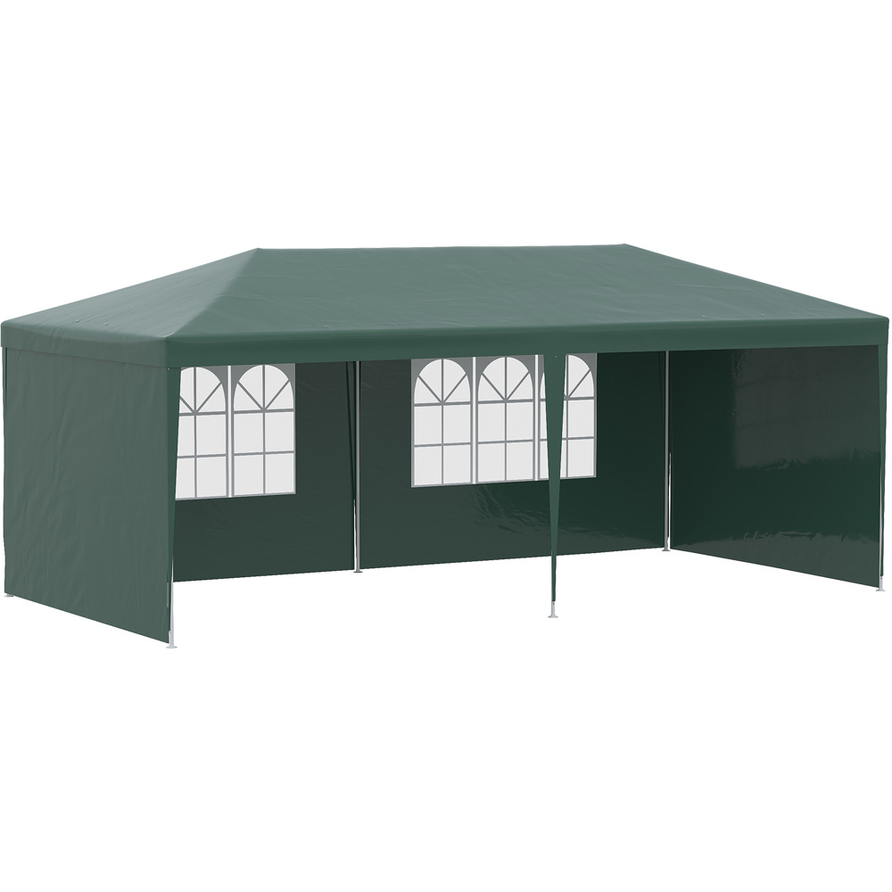 Outsunny 6 x 3m Green Party Tent with Windows and Side Panels Image 2
