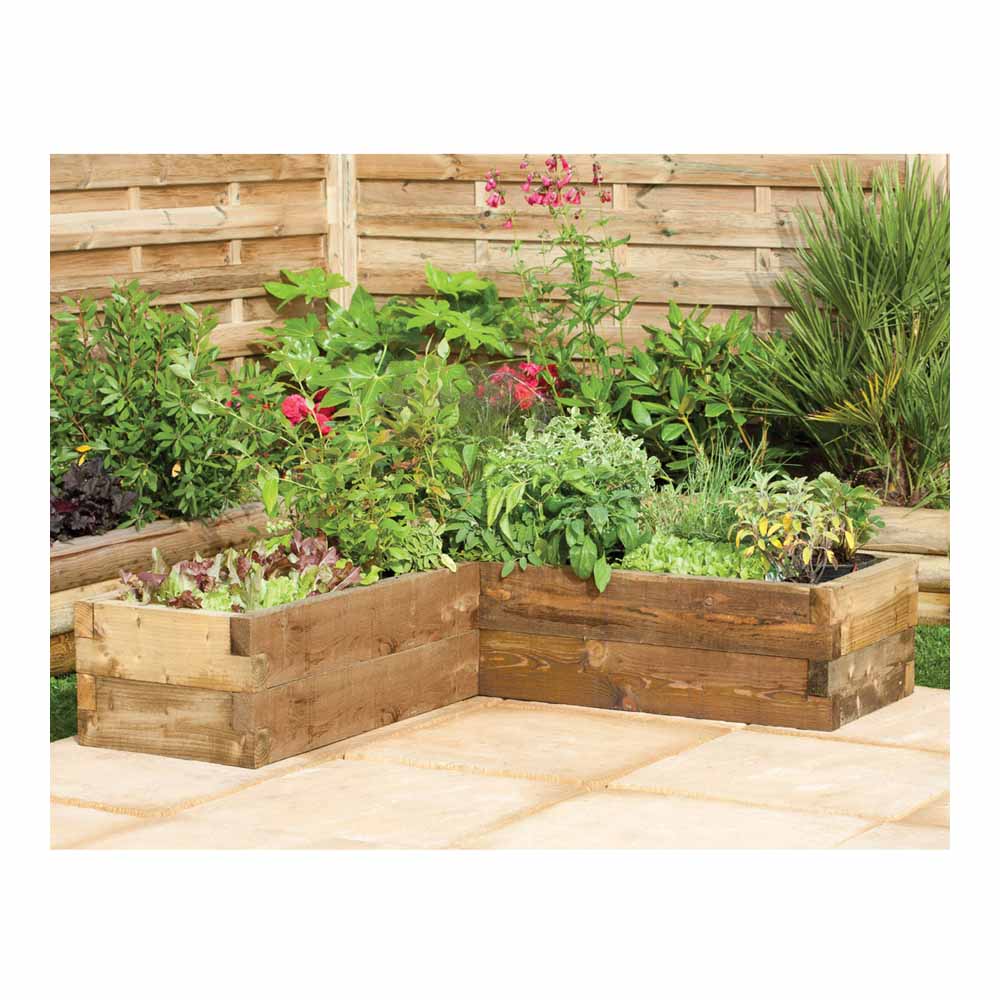 Forest Garden Timber Outdoor Caledonian Corner Raised Planter Bed Image 3