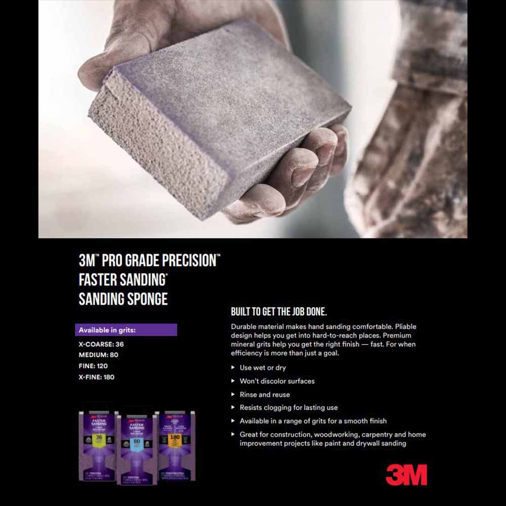 3M Pro Grade Faster Sanding Block Sponge 36 Grit Wilko