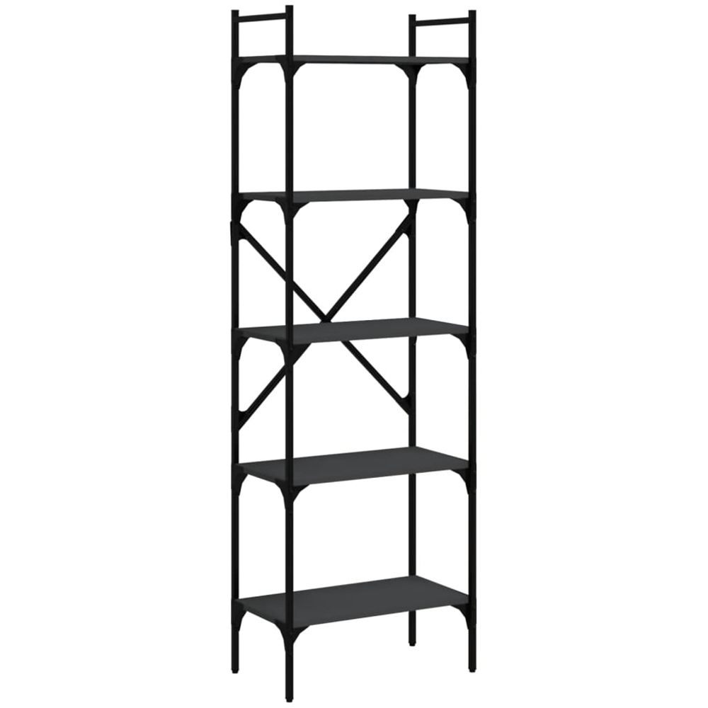 vidaXL 5 Shelf Black Industrial Style Bookcase Image 2