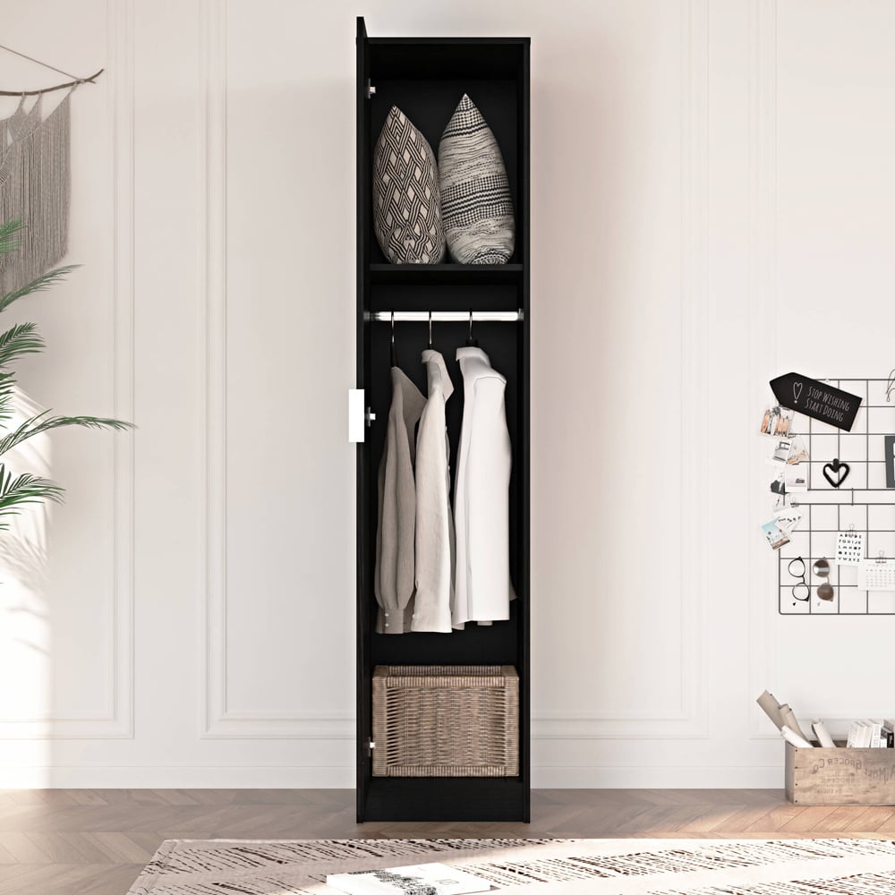 Home Source Phoenix Single Door Black Wardrobe Image 5