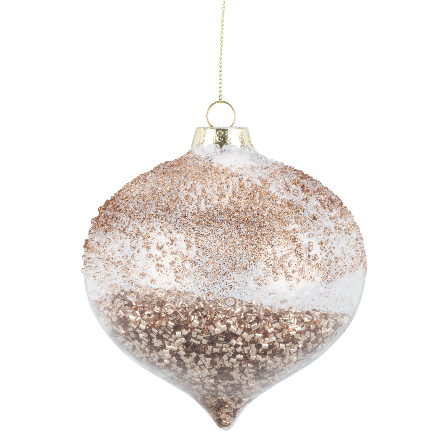 Clear Gold Glitter Droplet Bauble - Gold Image