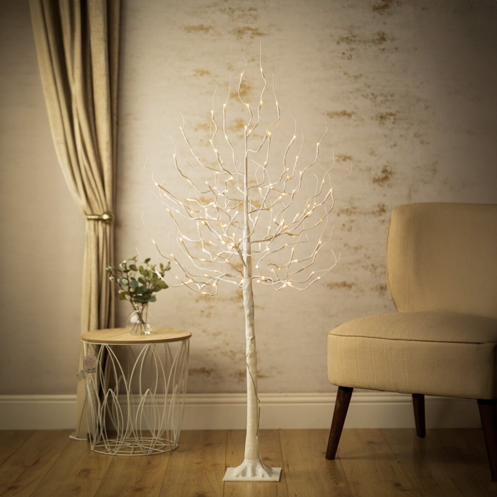 Marco Paul White and Silver LED Artificial Christmas Birch Tree 5ft Image 4