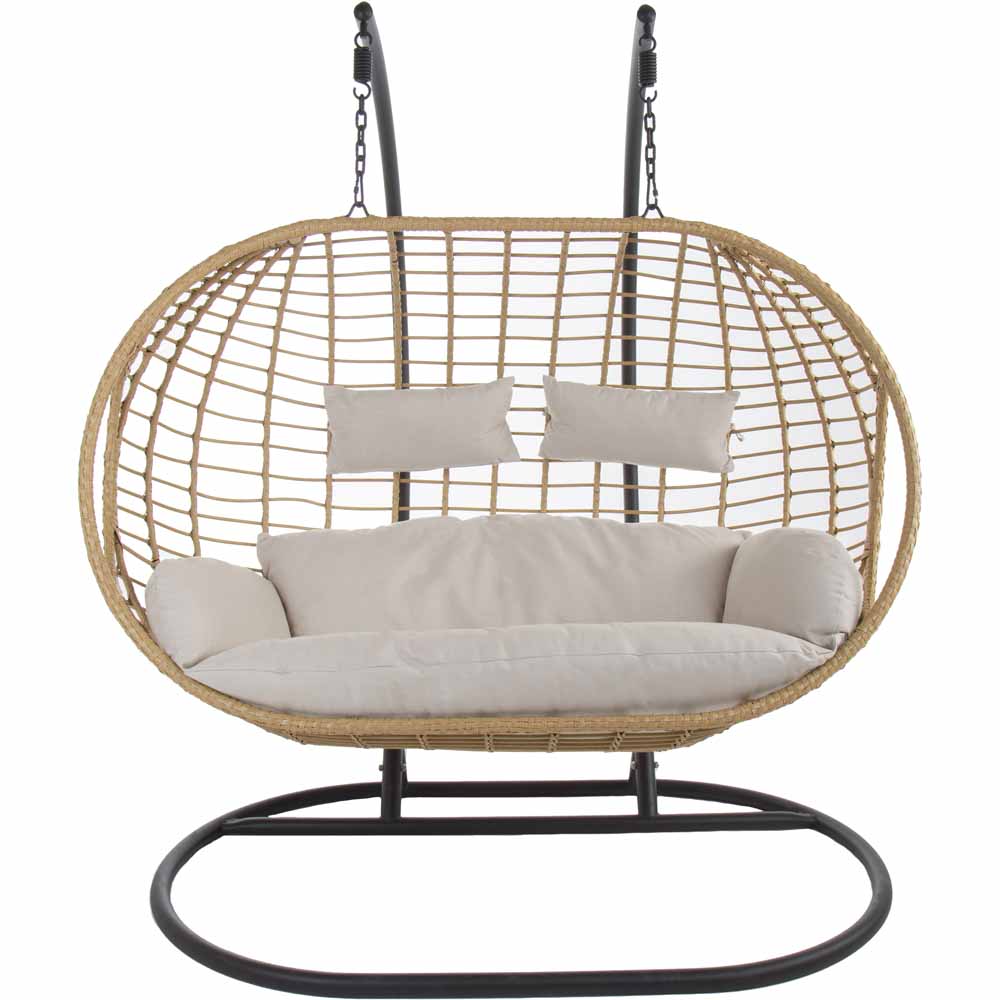 Charles Bentley Natural Double Swing Egg Chair with Cushions Image 3