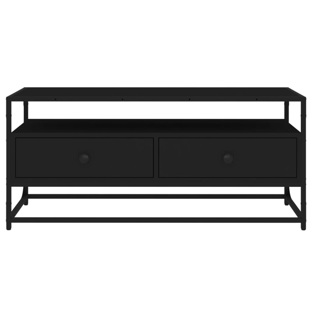 vidaXL 2 Drawer Single Shelf Black TV Cabinet Image 6