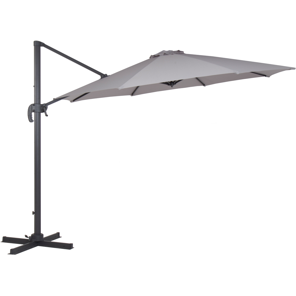 Charles Bentley Grey Extra Large Round Cantilever Parasol 3.5m Image 1