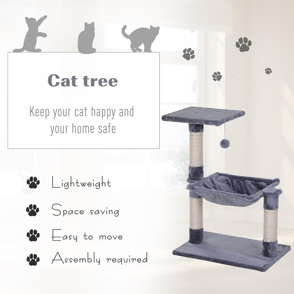 PawHut Cat Tree Scratching Posts Grey Image 4