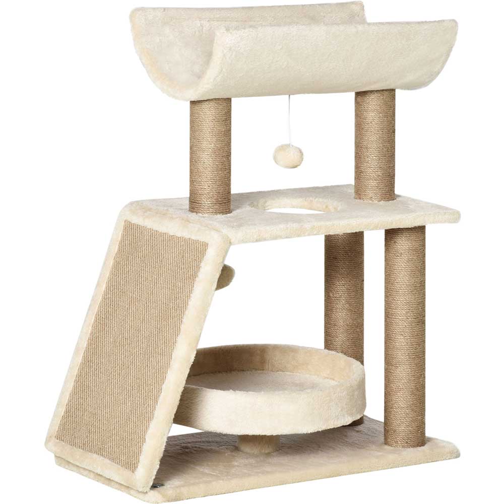 PawHut Brown Cat Tree Kitten Tower with Scratching Post Image 3