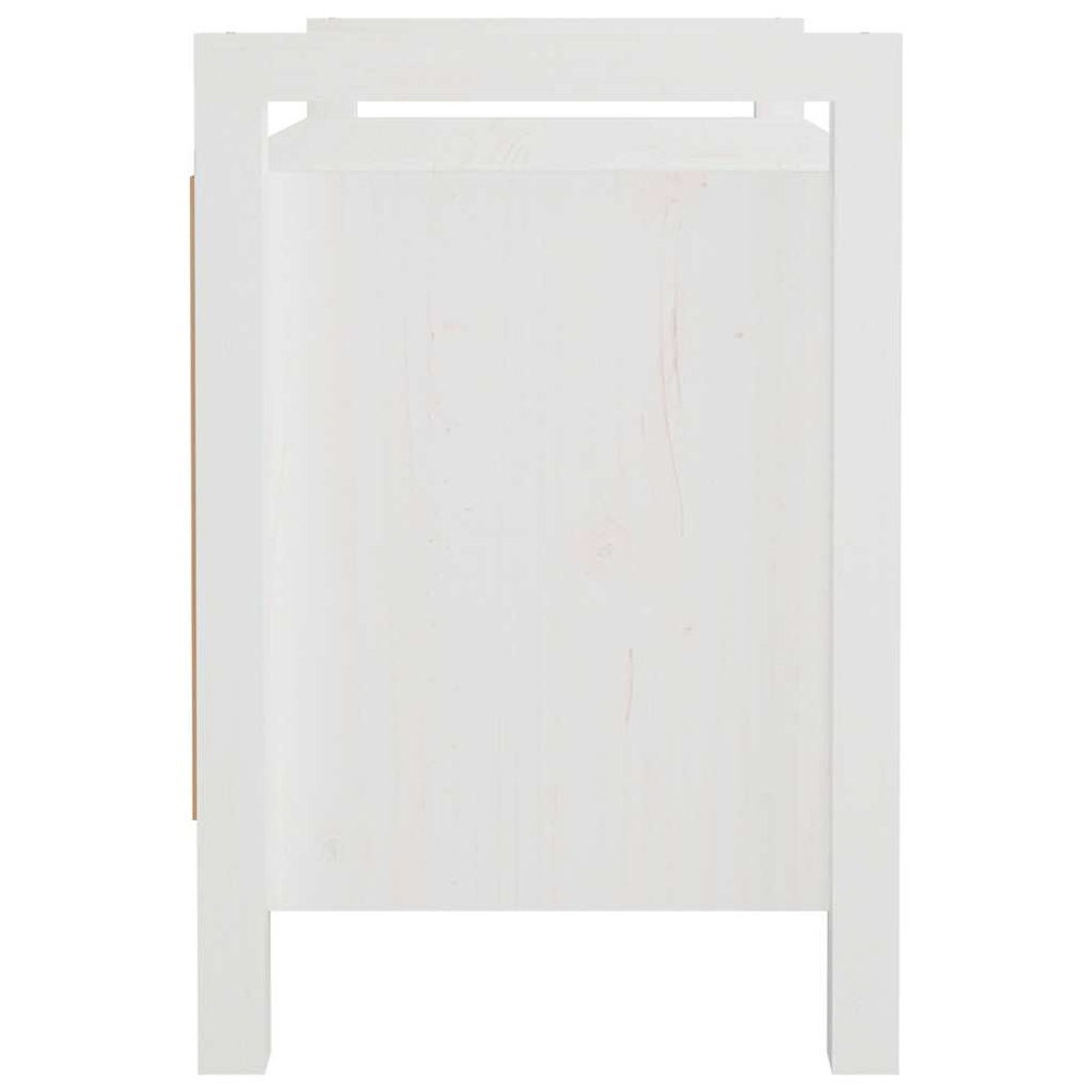 vidaXL 2 Door White Solid Wood Pine Hall Bench Image 5