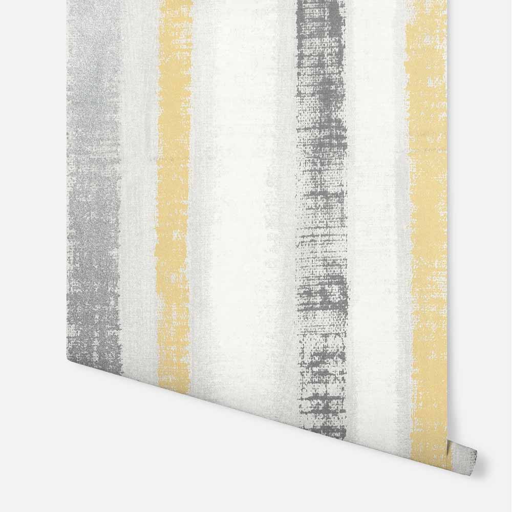 Arthouse Peel & Stick Painted Stripe Ochre/Grey Wallpaper Image 3