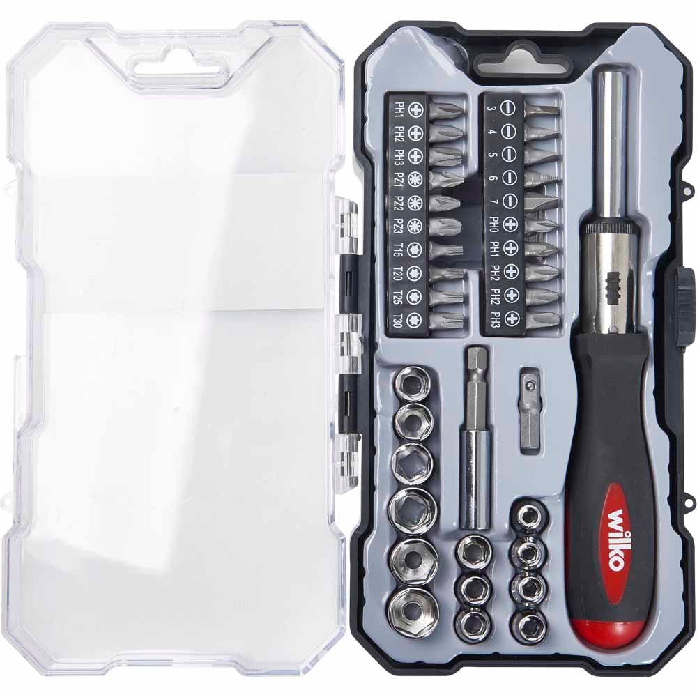 Wilko Ratchet Screwdriver and Socket Set 37 Piece Wilko