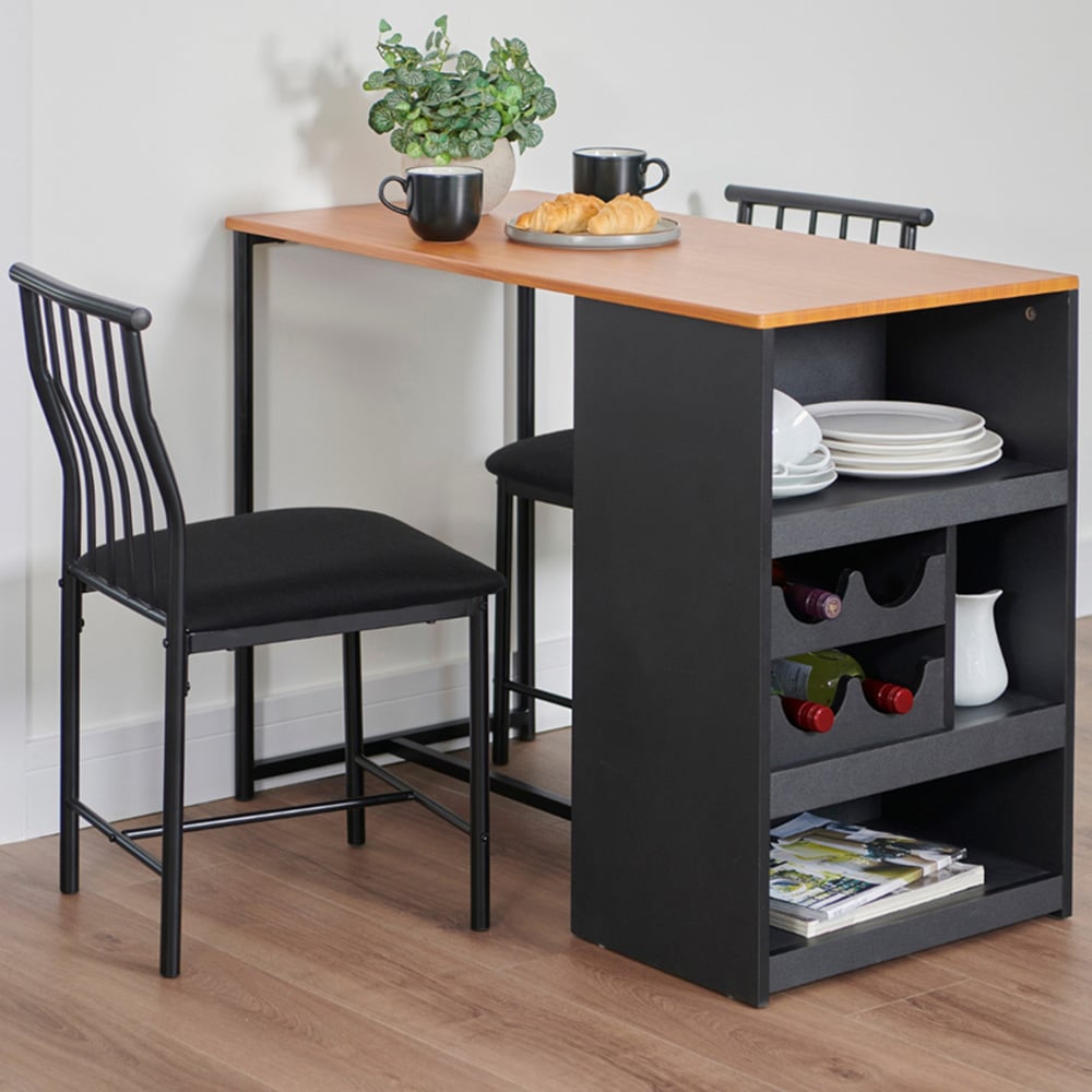 Greenhurst 2 Seater White and Tan MDF Compact Bistro Set with Storage Image 1