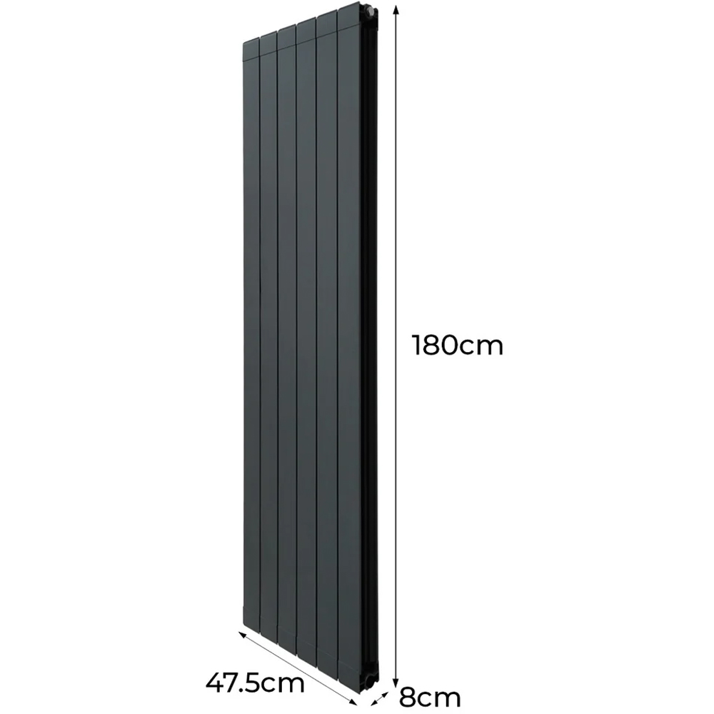 Monster Shop 8783BTU Anthracite Grey Aluminium Radiator with Valves 1800 x 475mm Image 6