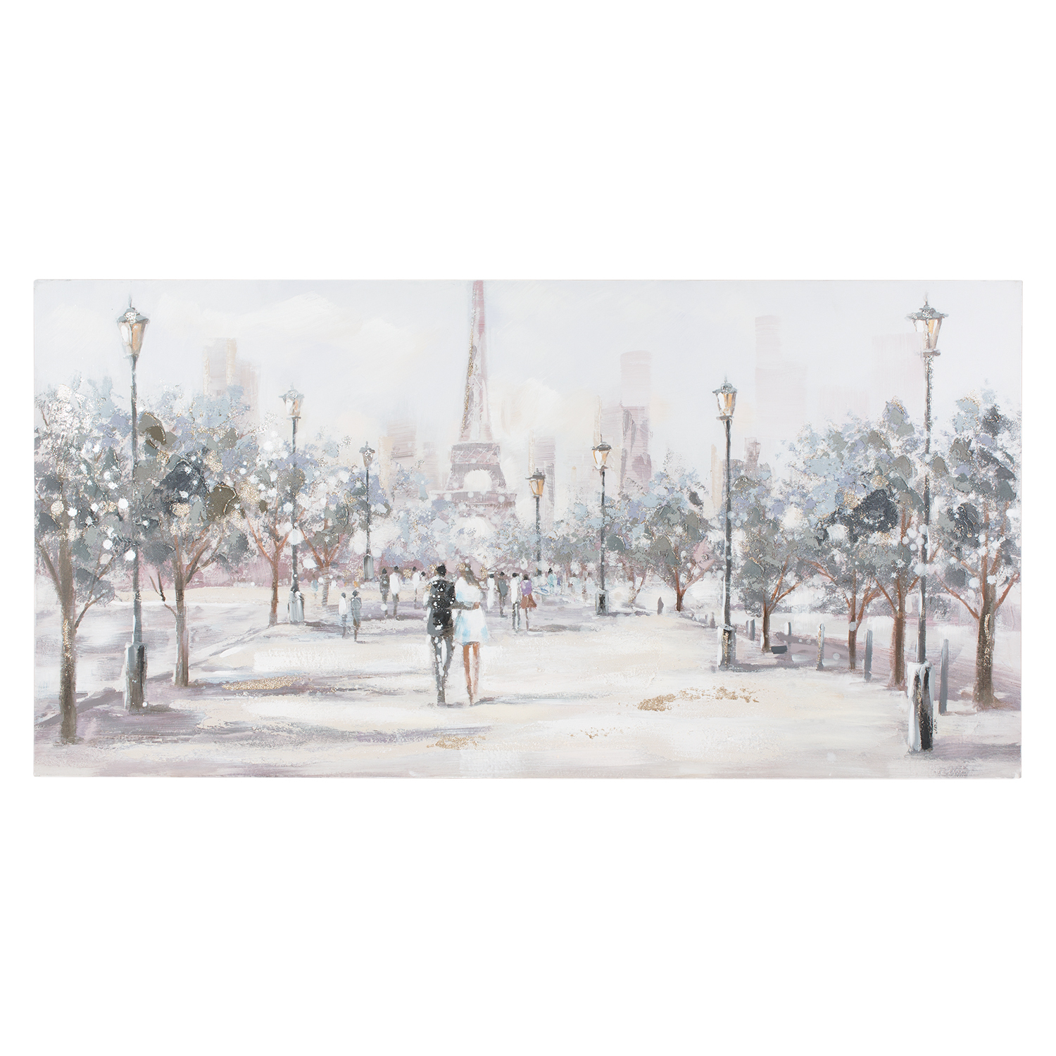 Strolling in Paris Glitter Hand Painted Canvas Image