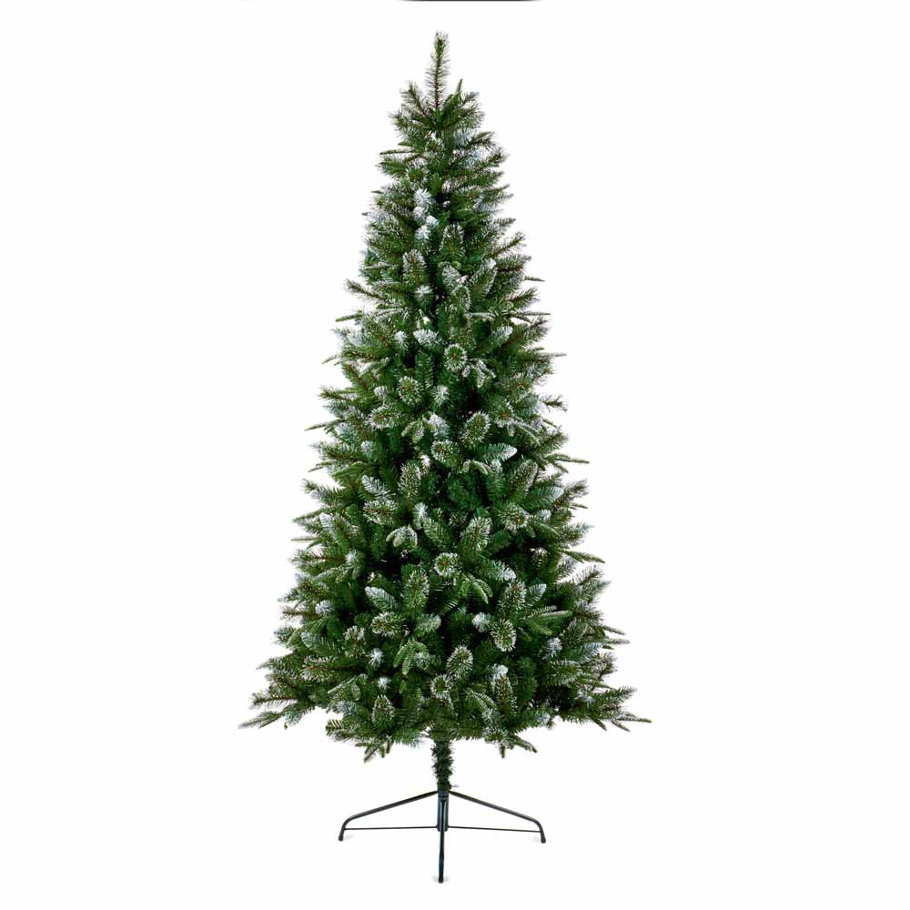 Premier 1.8m Hinged Branches Fairmont Fir Green Tree with Glitter Tips Image 1