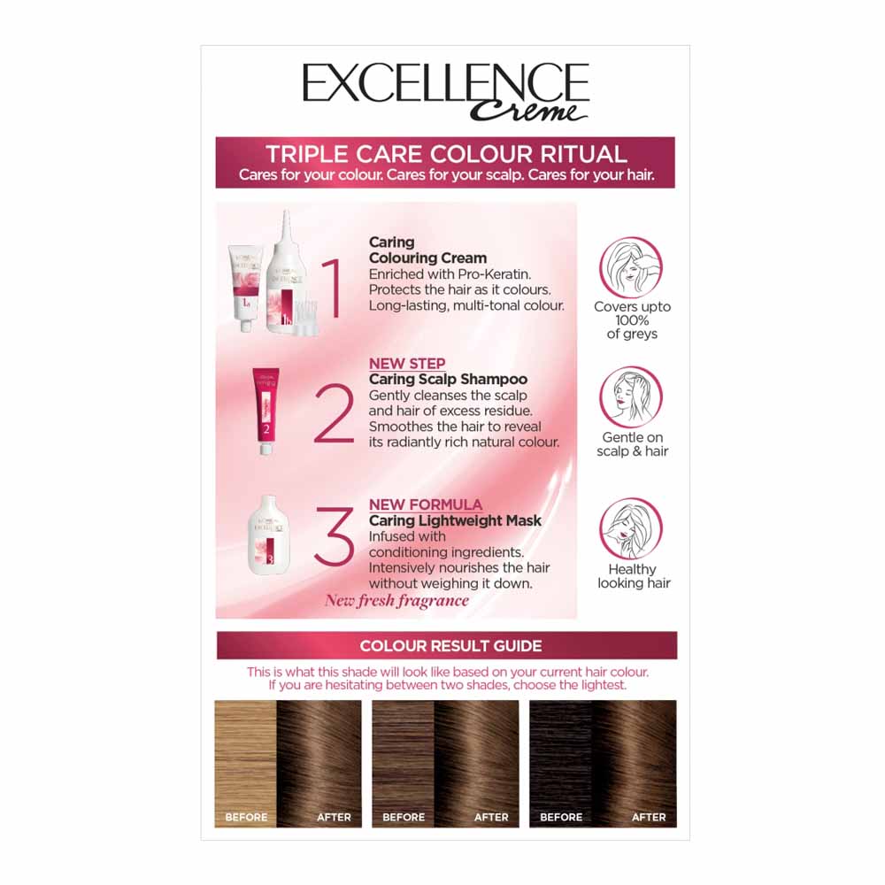 L'Oreal Paris Excellence Creme 6 Natural Light Brown Permanent Hair Dye Image 2