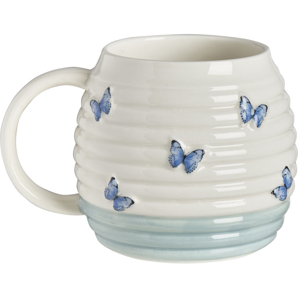 Wilko Blue and White Butterflies Mug Image 4