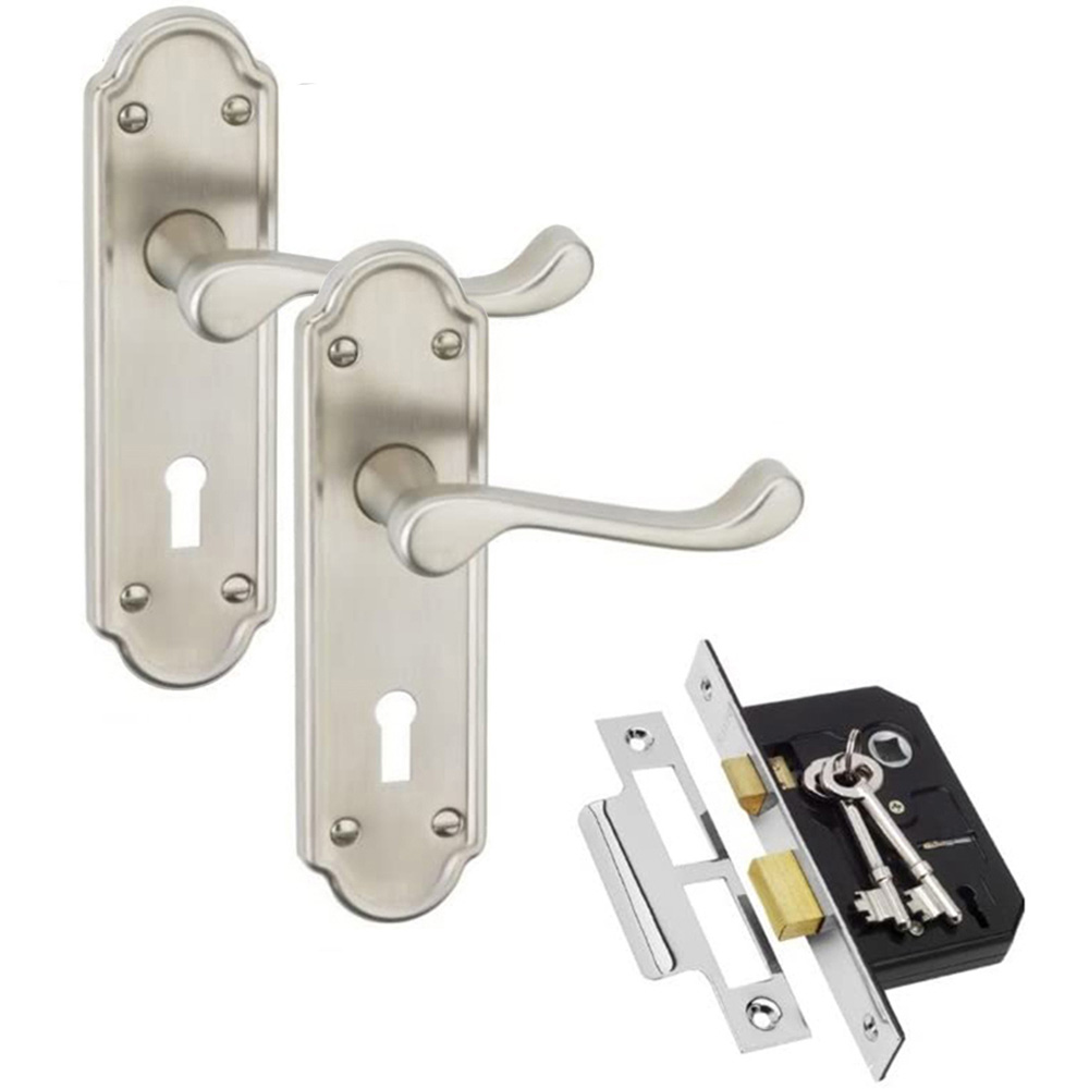 Golden Grace Satin Nickel Epsom Ashworth Lever Door Handle Set Image 1