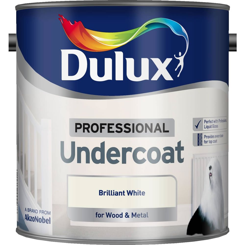 Dulux Professional Wood & Metal Brilliant White Undercoat Paint 2.5L Image 2