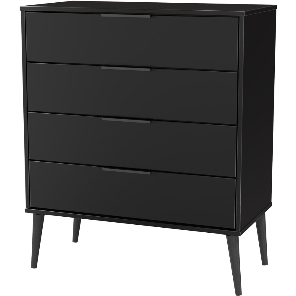 Crowndale Hong Kong 4 Drawer Matt Black Chest of Drawers Ready Assembled Image 3