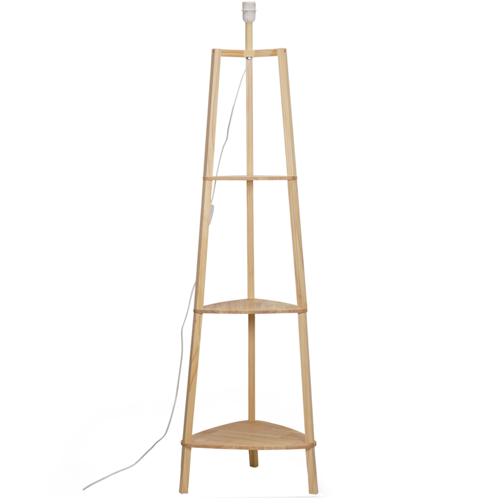 ValueLights Hiru 3 Shelf Natural Floor Lamp Base Image 1