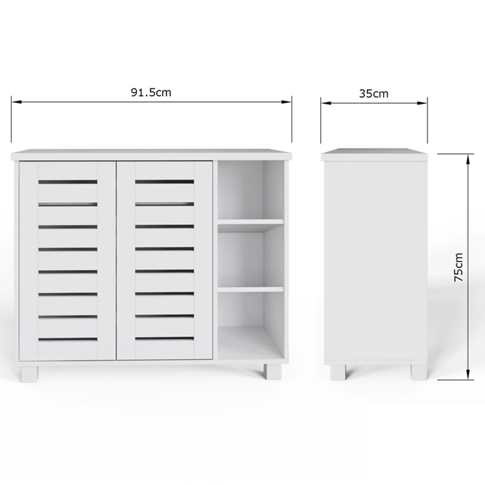 GFW Bodie 2 Door 3 Shelf White Shoe Cabinet Image 9