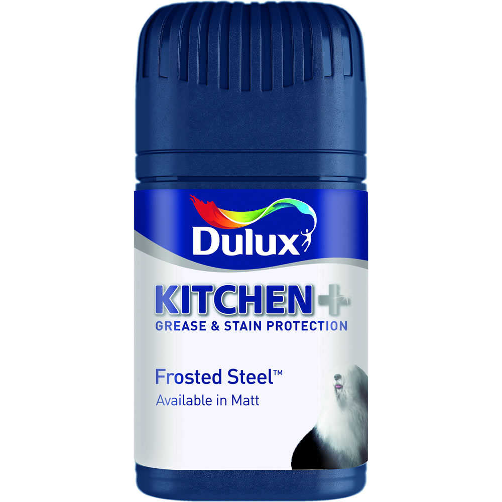 Dulux Kitchen+ Matt Emulsion Paint Tester Pot Frosted Steel 50ml Wilko