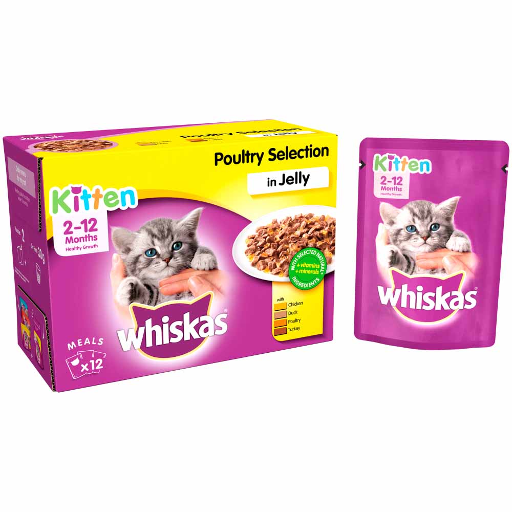 Whiskas Kitten Wet Cat Food Pouches Poultry in Jelly 12 x 100g Image 3
