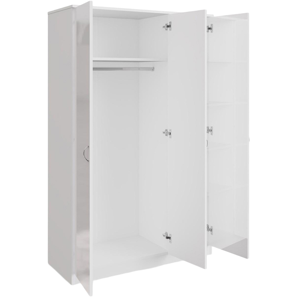 FWStyle 3 Door White Gloss Wardrobe with Mirror Door Image 3