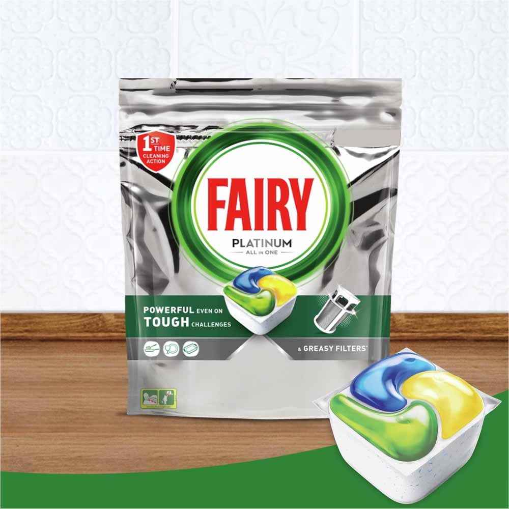 Fairy Platinum Dishwasher Tablets Lemon 65 pack Image 6