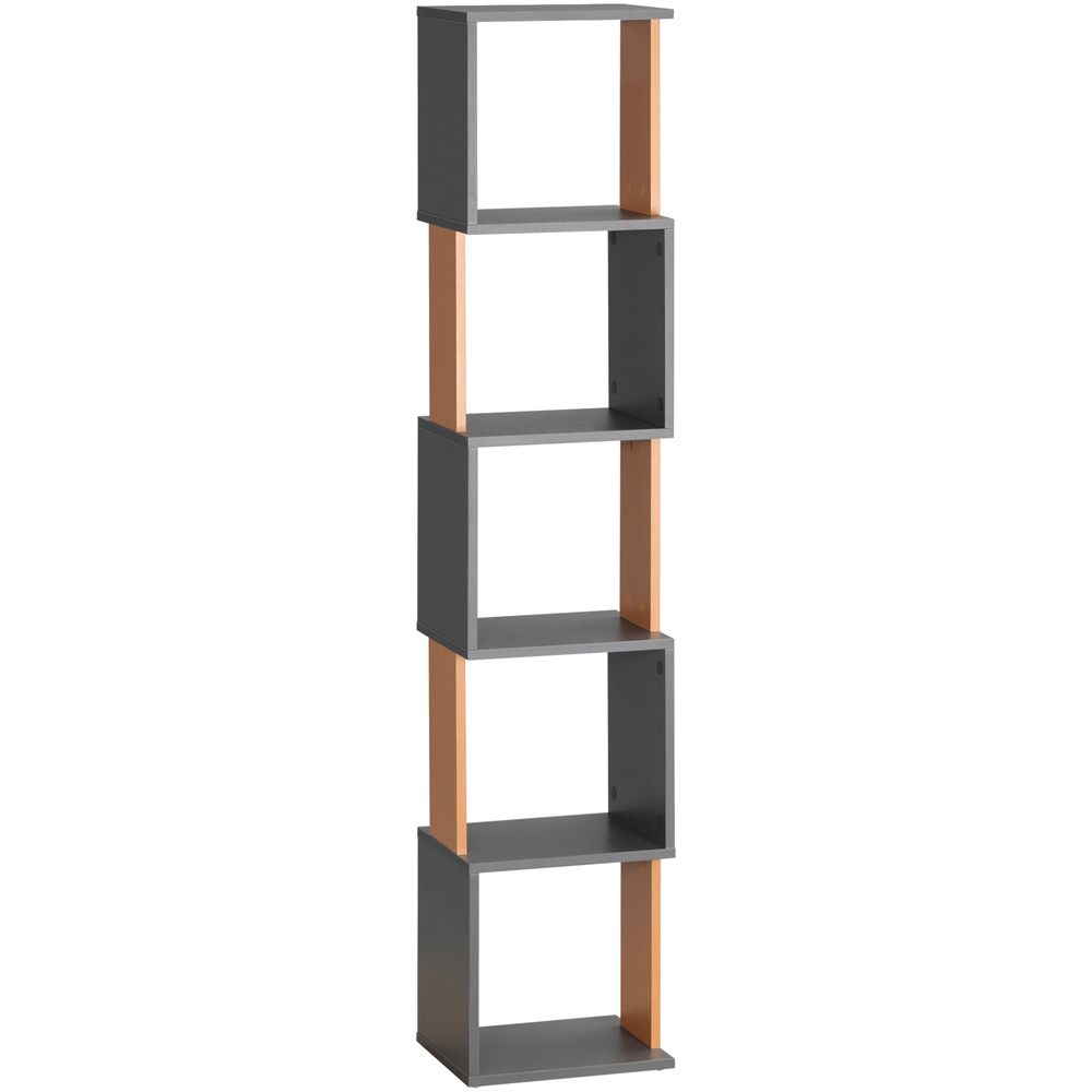 Portland 5 Shelf Dark Grey Bookcase Image 2