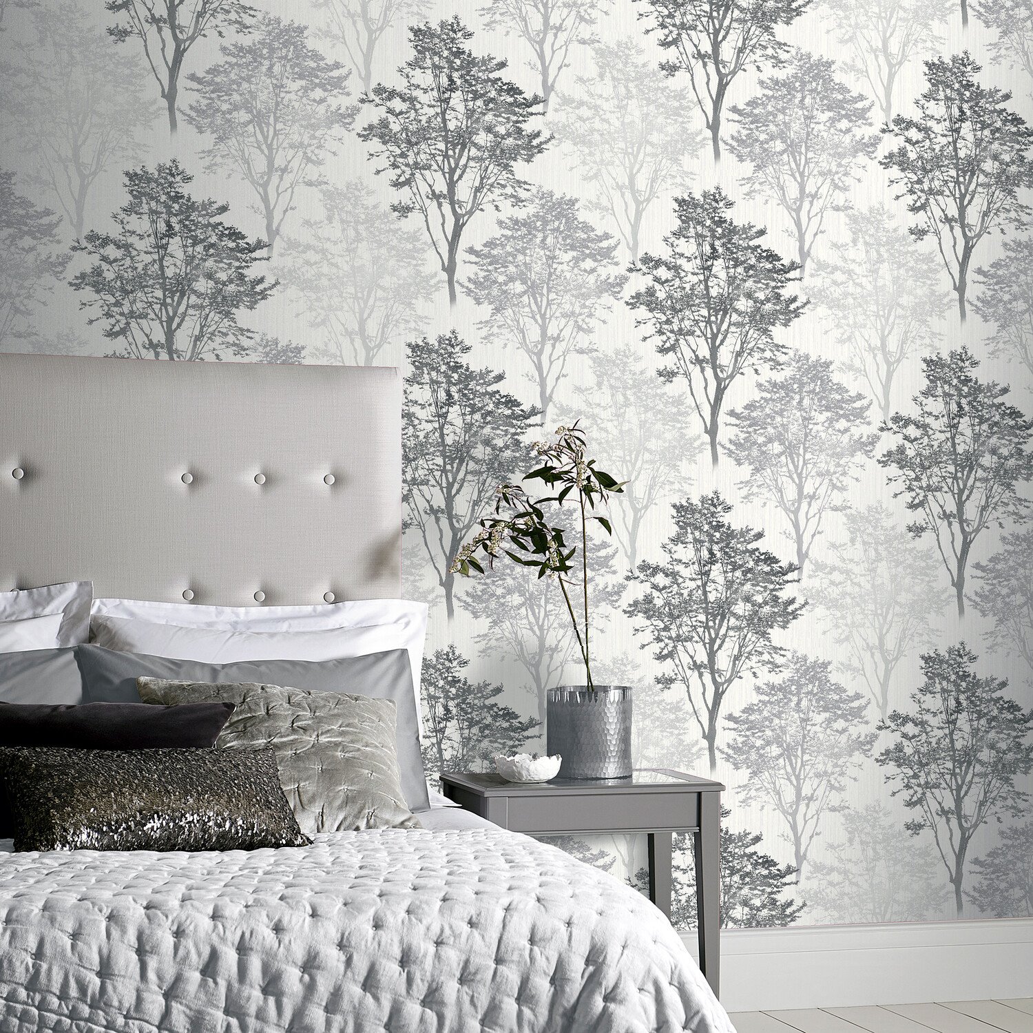 Wildwood Textured Wallpaper - Monochrome Image 2