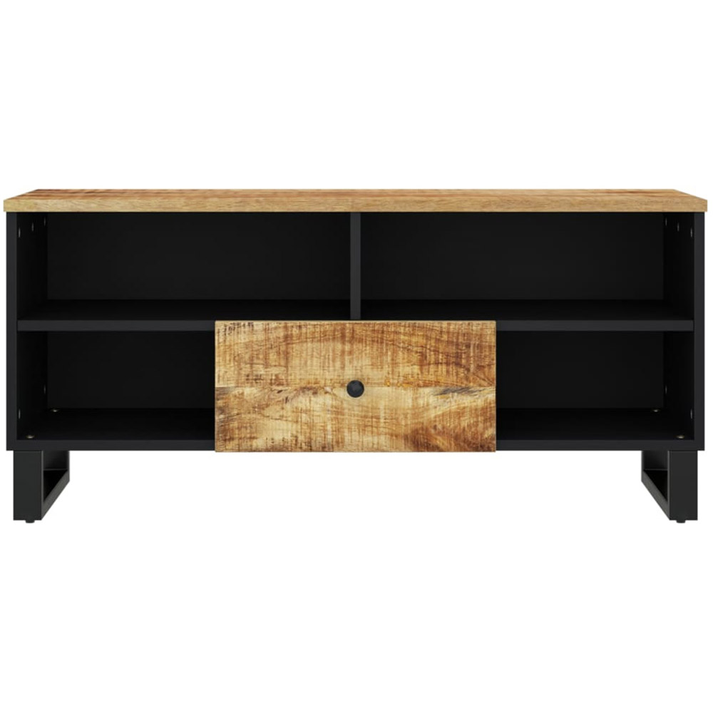 vidaXL Single Drawer 4 Shelf Light Brown Solid Mango Wood TV Cabinet Image 4