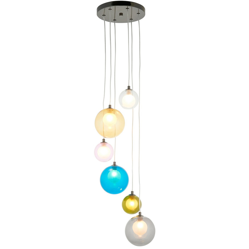 Merano Cagliari Multicoloured Glass Black Chrome Plate Pendant Light Image 3