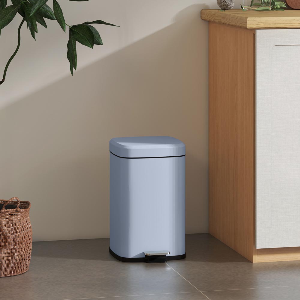 HOMCOM Light Blue Pedal Kitchen Bin with Soft Close Lid 20L Image 2