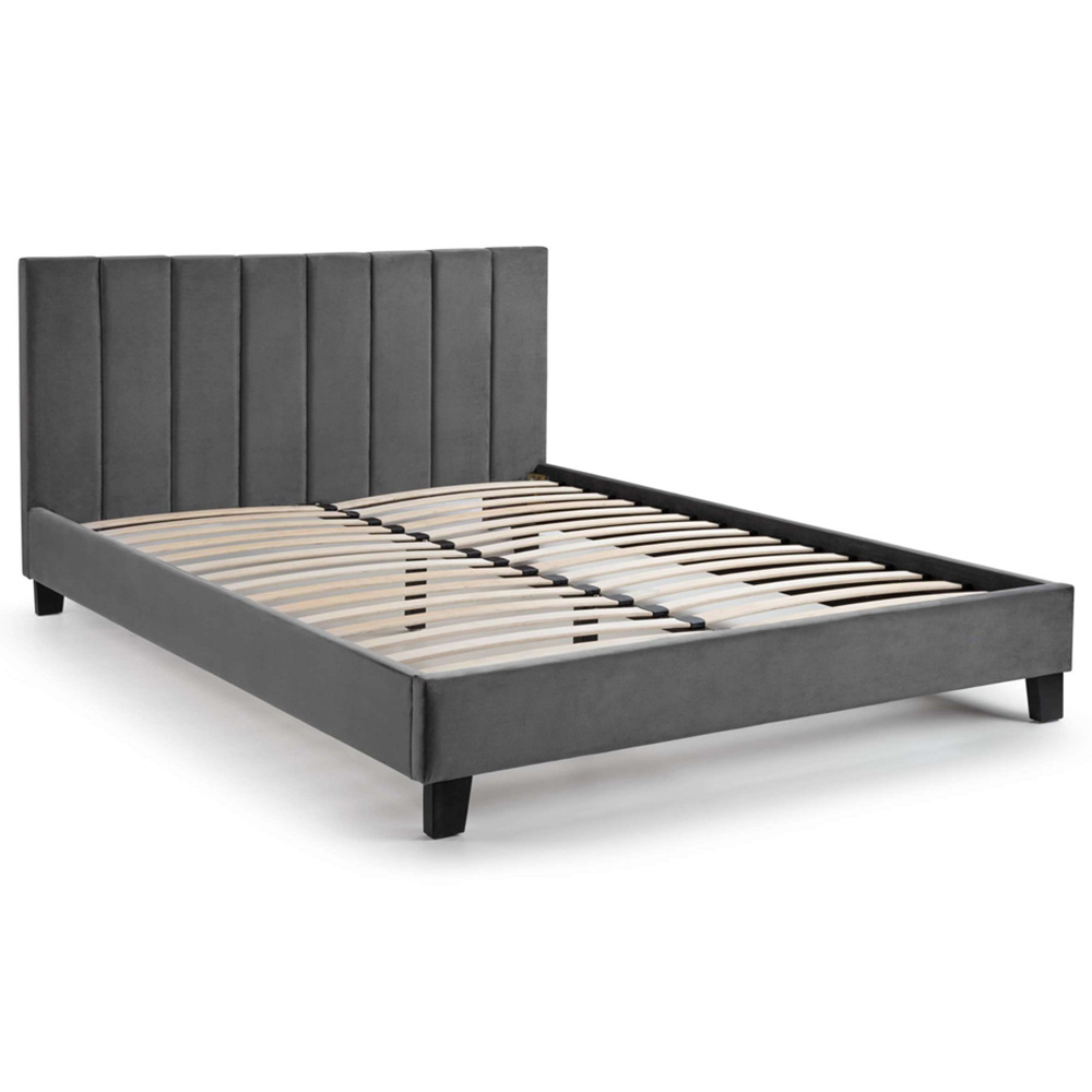 Julian Bowen Rosa Small Double Grey Velvet Upholstered Bed Image 3