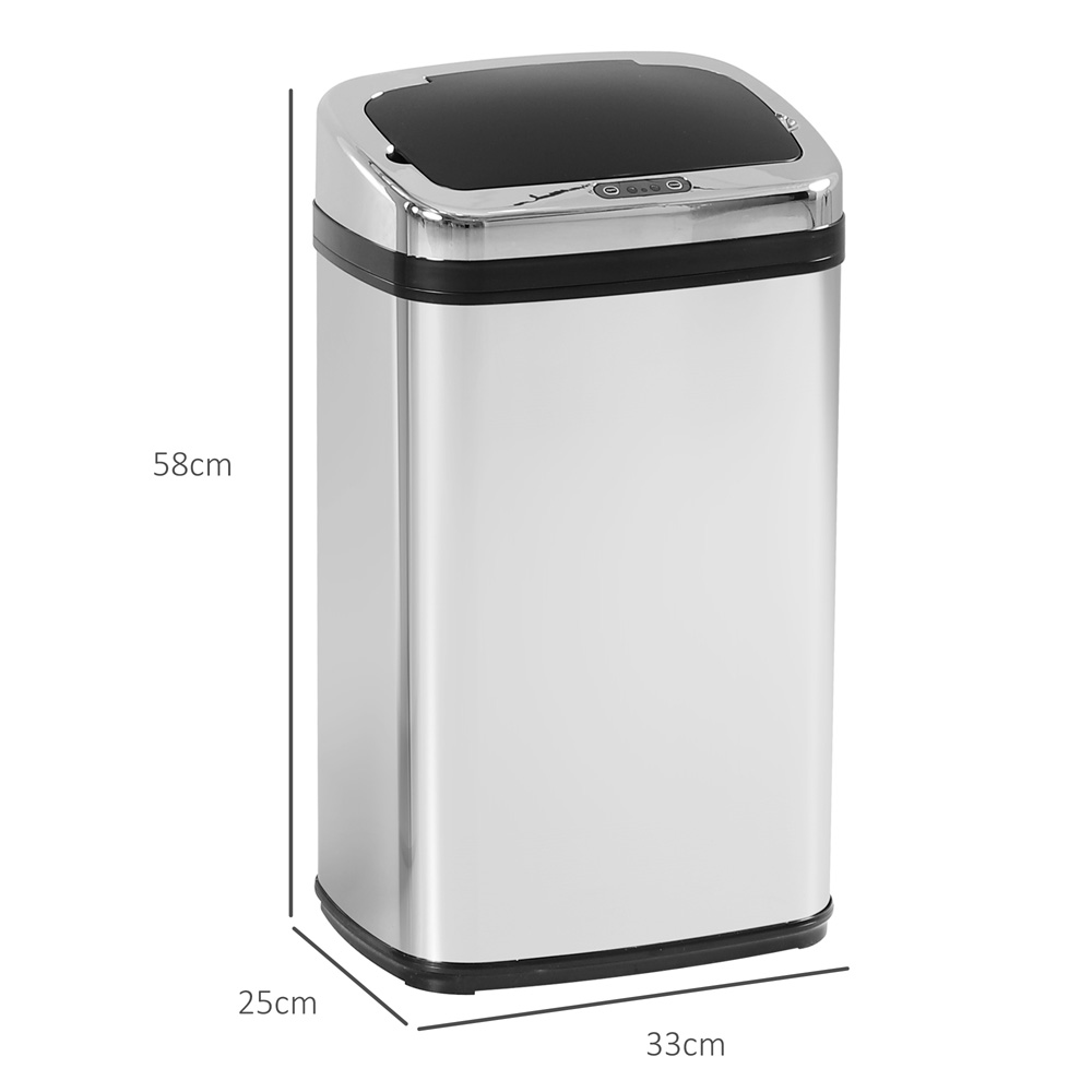 HOMCOM Silver Automatic Kitchen Bin with Lid and Infrared Motion Sensor 30L Image 9