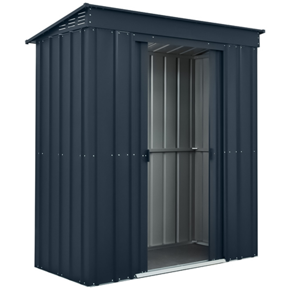 StoreMore Globel 6 x 3ft Double Door Anthracite Grey Pent Metal Shed Image 2